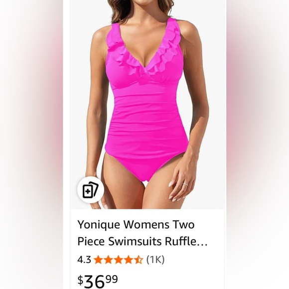 Other - NEW- 2025 Ruffle Flounce Tummy Control 
Bathing Suits V Neck Swimwear